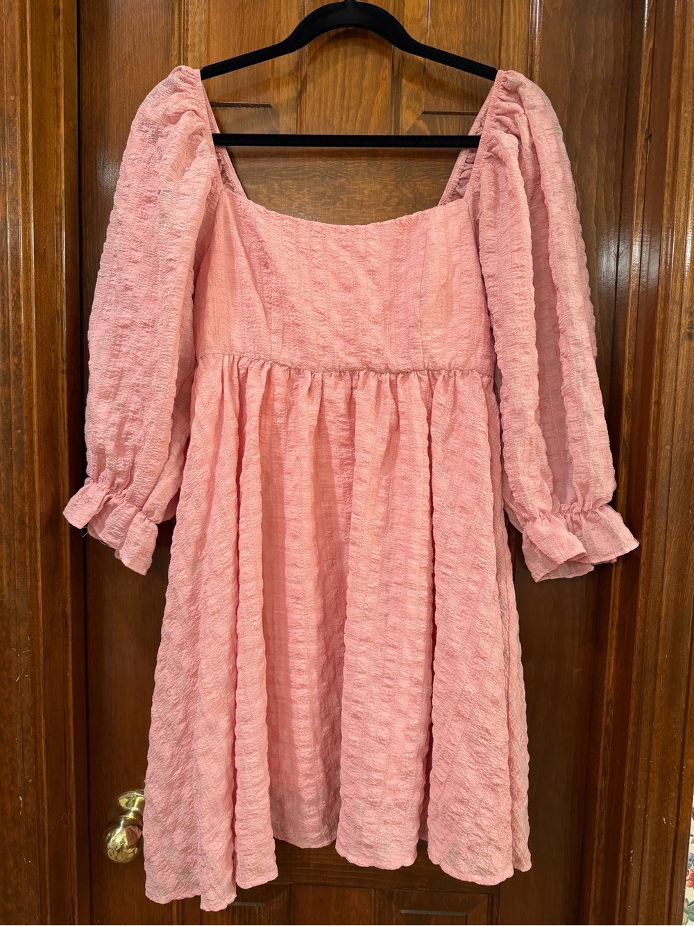 Altar'd State Pink Puff Sleeve Square Neck Dress
